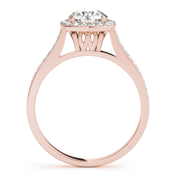 Dazzling Halo Round Diamond Engagement Ring in 10K/14K gold and platinum with certified lab-grown or natural diamonds