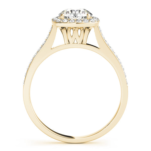 Dazzling Halo Round Diamond Engagement Ring in 10K/14K gold and platinum with certified lab-grown or natural diamonds