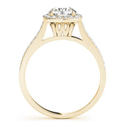 Dazzling Halo Round Diamond Engagement Ring in 10K/14K gold and platinum with certified lab-grown or natural diamonds