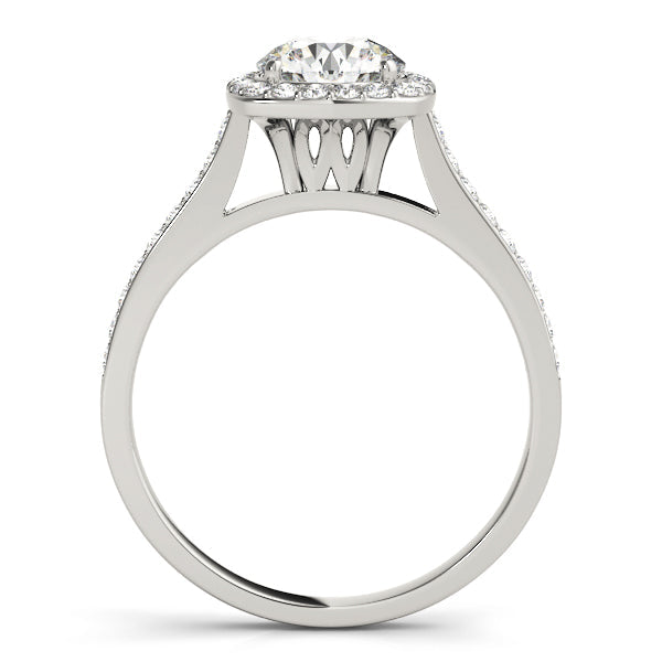 Dazzling Halo Round Diamond Engagement Ring in 10K/14K gold and platinum with certified lab-grown or natural diamonds