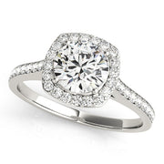 Dazzling Halo Round Diamond Engagement Ring in 10K/14K gold and platinum with certified lab-grown or natural diamonds