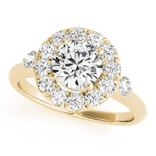 Enchanted Halo Round Diamond Engagement Ring in 10K/14K gold and platinum with certified lab-grown or natural diamonds