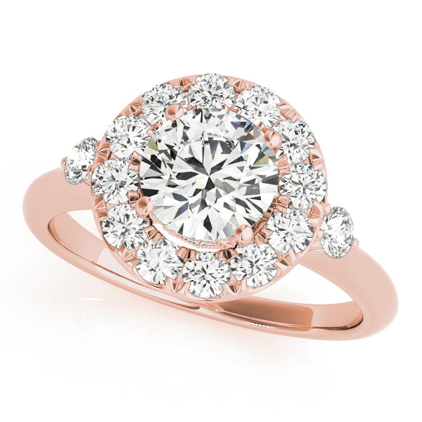 Enchanted Halo Round Diamond Engagement Ring in 10K/14K gold and platinum with certified lab-grown or natural diamonds
