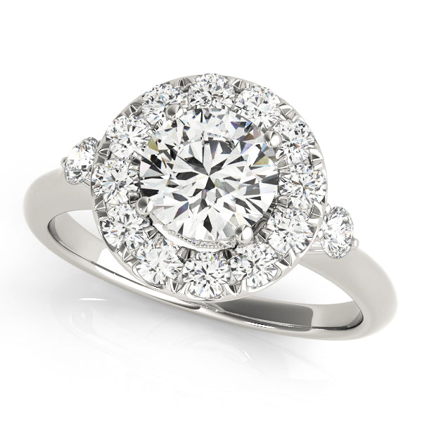 Enchanted Halo Round Diamond Engagement Ring in 10K/14K gold and platinum with certified lab-grown or natural diamonds