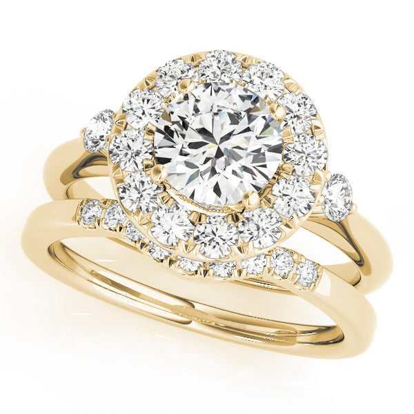 Enchanted Halo Round Diamond Engagement Ring in 10K/14K gold and platinum with certified lab-grown or natural diamonds