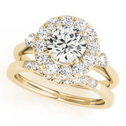 Enchanted Halo Round Diamond Engagement Ring in 10K/14K gold and platinum with certified lab-grown or natural diamonds