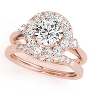 Enchanted Halo Round Diamond Engagement Ring in 10K/14K gold and platinum with certified lab-grown or natural diamonds