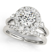Enchanted Halo Round Diamond Engagement Ring in 10K/14K gold and platinum with certified lab-grown or natural diamonds