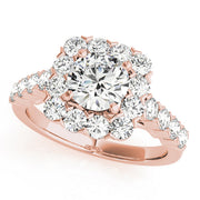Pristine Halo Round Diamond Engagement Ring in 10K/14K gold and platinum with certified lab-grown or natural diamonds