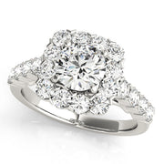 Pristine Halo Round Diamond Engagement Ring in 10K/14K gold and platinum with certified lab-grown or natural diamonds