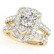 Pristine Halo Round Diamond Engagement Ring in 10K/14K gold and platinum with certified lab-grown or natural diamonds