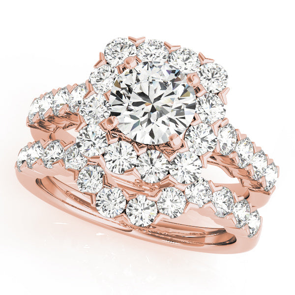 Pristine Halo Round Diamond Engagement Ring in 10K/14K gold and platinum with certified lab-grown or natural diamonds