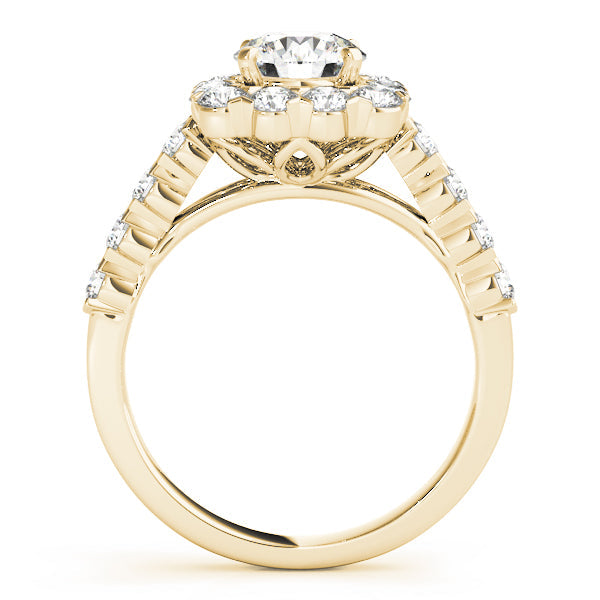Pristine Halo Round Diamond Engagement Ring in 10K/14K gold and platinum with certified lab-grown or natural diamonds
