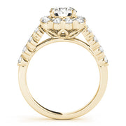 Pristine Halo Round Diamond Engagement Ring in 10K/14K gold and platinum with certified lab-grown or natural diamonds