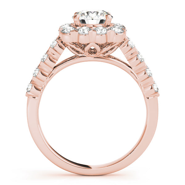 Pristine Halo Round Diamond Engagement Ring in 10K/14K gold and platinum with certified lab-grown or natural diamonds