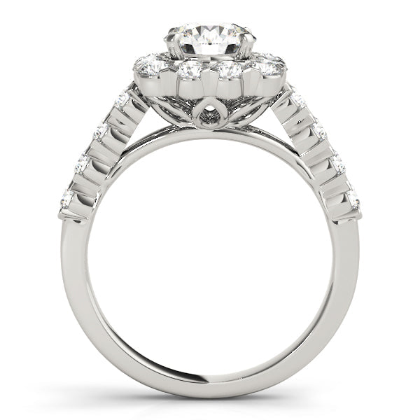 Pristine Halo Round Diamond Engagement Ring in 10K/14K gold and platinum with certified lab-grown or natural diamonds