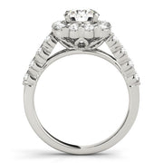 Pristine Halo Round Diamond Engagement Ring in 10K/14K gold and platinum with certified lab-grown or natural diamonds
