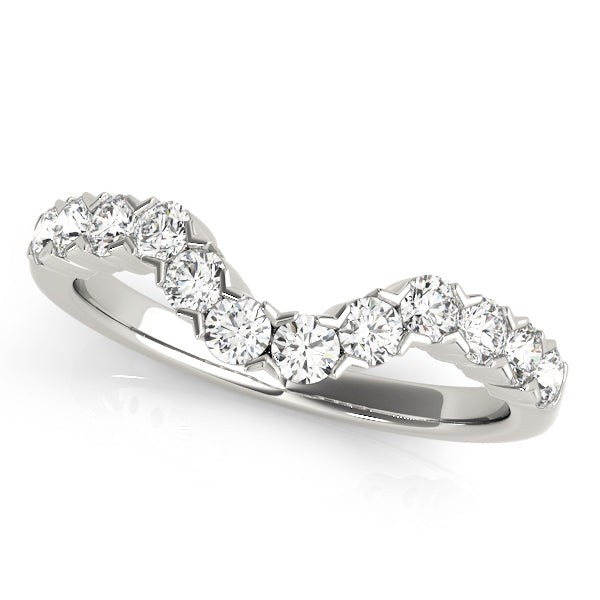 Single Row Xo Cut Curved Half Eternity Ring in Gold & Platinum