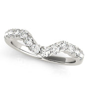 Single Row Xo Cut Curved Half Eternity Ring in Gold & Platinum