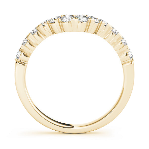 Single Row Xo Cut Curved Half Eternity Ring in Gold & Platinum