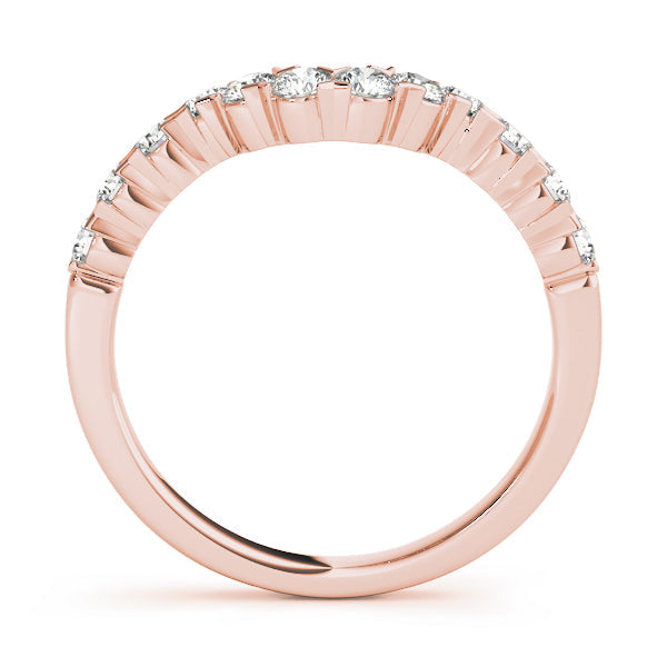 Single Row Xo Cut Curved Half Eternity Ring in Gold & Platinum
