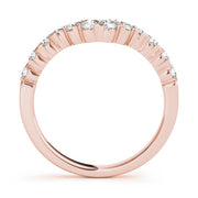 Single Row Xo Cut Curved Half Eternity Ring in Gold & Platinum