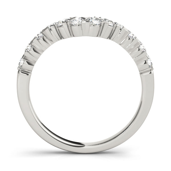 Single Row Xo Cut Curved Half Eternity Ring in Gold & Platinum