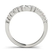 Single Row Xo Cut Curved Half Eternity Ring in Gold & Platinum