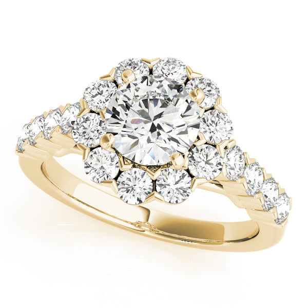 Devoted Halo Round Diamond Engagement Ring in 10K/14K gold and platinum with certified lab-grown or natural diamonds
