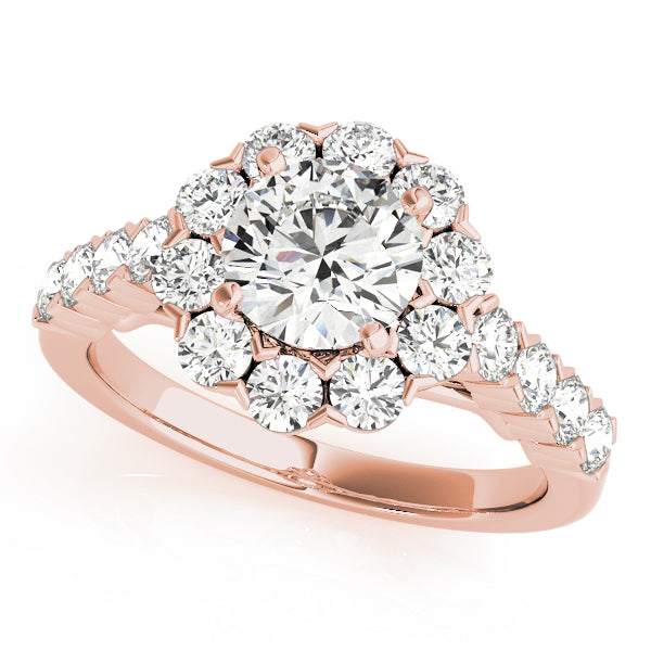 Devoted Halo Round Diamond Engagement Ring in 10K/14K gold and platinum with certified lab-grown or natural diamonds