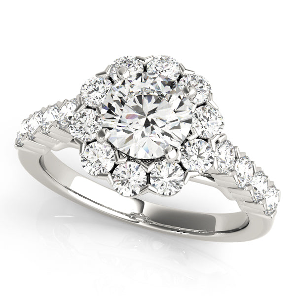 Devoted Halo Round Diamond Engagement Ring in 10K/14K gold and platinum with certified lab-grown or natural diamonds