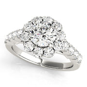 Devoted Halo Round Diamond Engagement Ring in 10K/14K gold and platinum with certified lab-grown or natural diamonds
