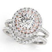 Adored Halo Round Diamond Engagement Ring in 10K/14K gold and platinum with certified lab-grown or natural diamonds