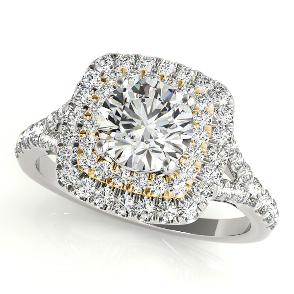 Resplendent Halo Round Diamond Engagement Ring in 10K/14K gold and platinum with certified lab-grown or natural diamonds
