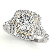 Resplendent Halo Round Diamond Engagement Ring in 10K/14K gold and platinum with certified lab-grown or natural diamonds