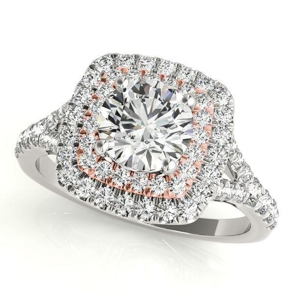 Resplendent Halo Round Diamond Engagement Ring in 10K/14K gold and platinum with certified lab-grown or natural diamonds