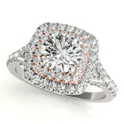 Resplendent Halo Round Diamond Engagement Ring in 10K/14K gold and platinum with certified lab-grown or natural diamonds