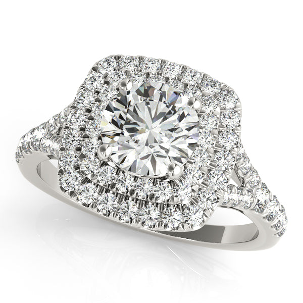 Resplendent Halo Round Diamond Engagement Ring in 10K/14K gold and platinum with certified lab-grown or natural diamonds