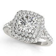 Resplendent Halo Round Diamond Engagement Ring in 10K/14K gold and platinum with certified lab-grown or natural diamonds