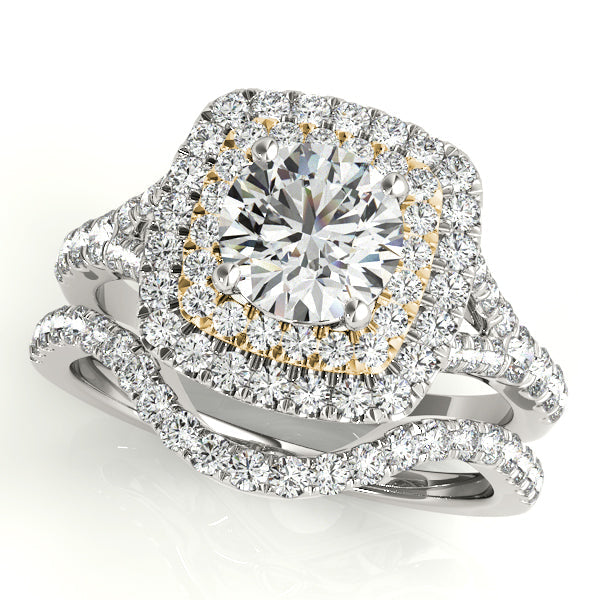 Resplendent Halo Round Diamond Engagement Ring in 10K/14K gold and platinum with certified lab-grown or natural diamonds