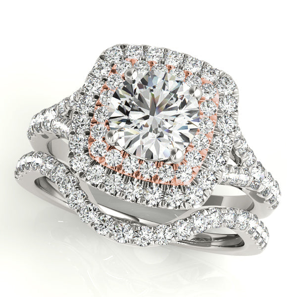 Resplendent Halo Round Diamond Engagement Ring in 10K/14K gold and platinum with certified lab-grown or natural diamonds