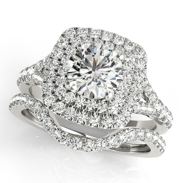 Resplendent Halo Round Diamond Engagement Ring in 10K/14K gold and platinum with certified lab-grown or natural diamonds