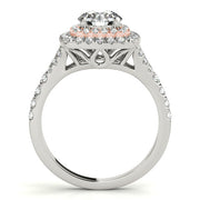 Resplendent Halo Round Diamond Engagement Ring in 10K/14K gold and platinum with certified lab-grown or natural diamonds