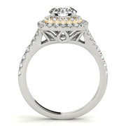 Resplendent Halo Round Diamond Engagement Ring in 10K/14K gold and platinum with certified lab-grown or natural diamonds