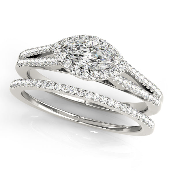 Cherished Halo Marquise Diamond Engagement Ring in 10K/14K gold and platinum with certified lab-grown or natural diamonds