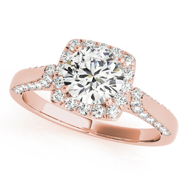 Noble Halo Round Diamond Engagement Ring in 10K/14K gold and platinum with certified lab-grown or natural diamonds