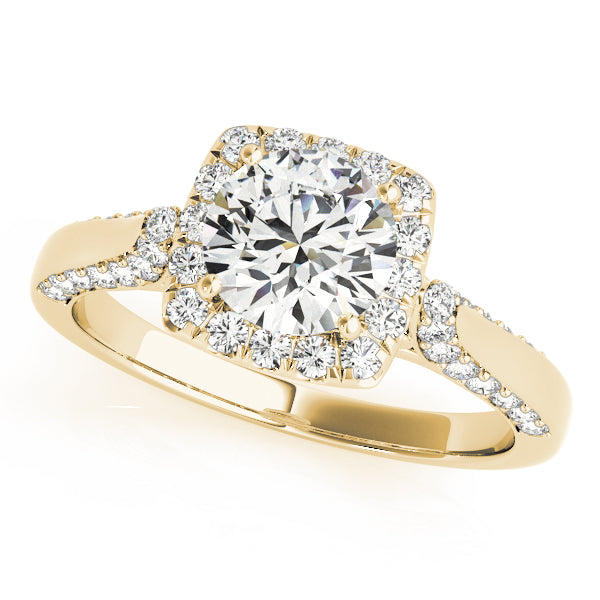 Noble Halo Round Diamond Engagement Ring in 10K/14K gold and platinum with certified lab-grown or natural diamonds
