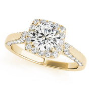 Noble Halo Round Diamond Engagement Ring in 10K/14K gold and platinum with certified lab-grown or natural diamonds