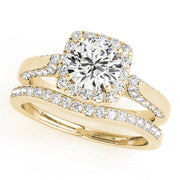 Noble Halo Round Diamond Engagement Ring in 10K/14K gold and platinum with certified lab-grown or natural diamonds
