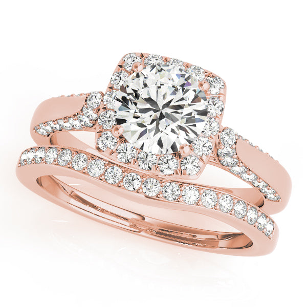 Noble Halo Round Diamond Engagement Ring in 10K/14K gold and platinum with certified lab-grown or natural diamonds